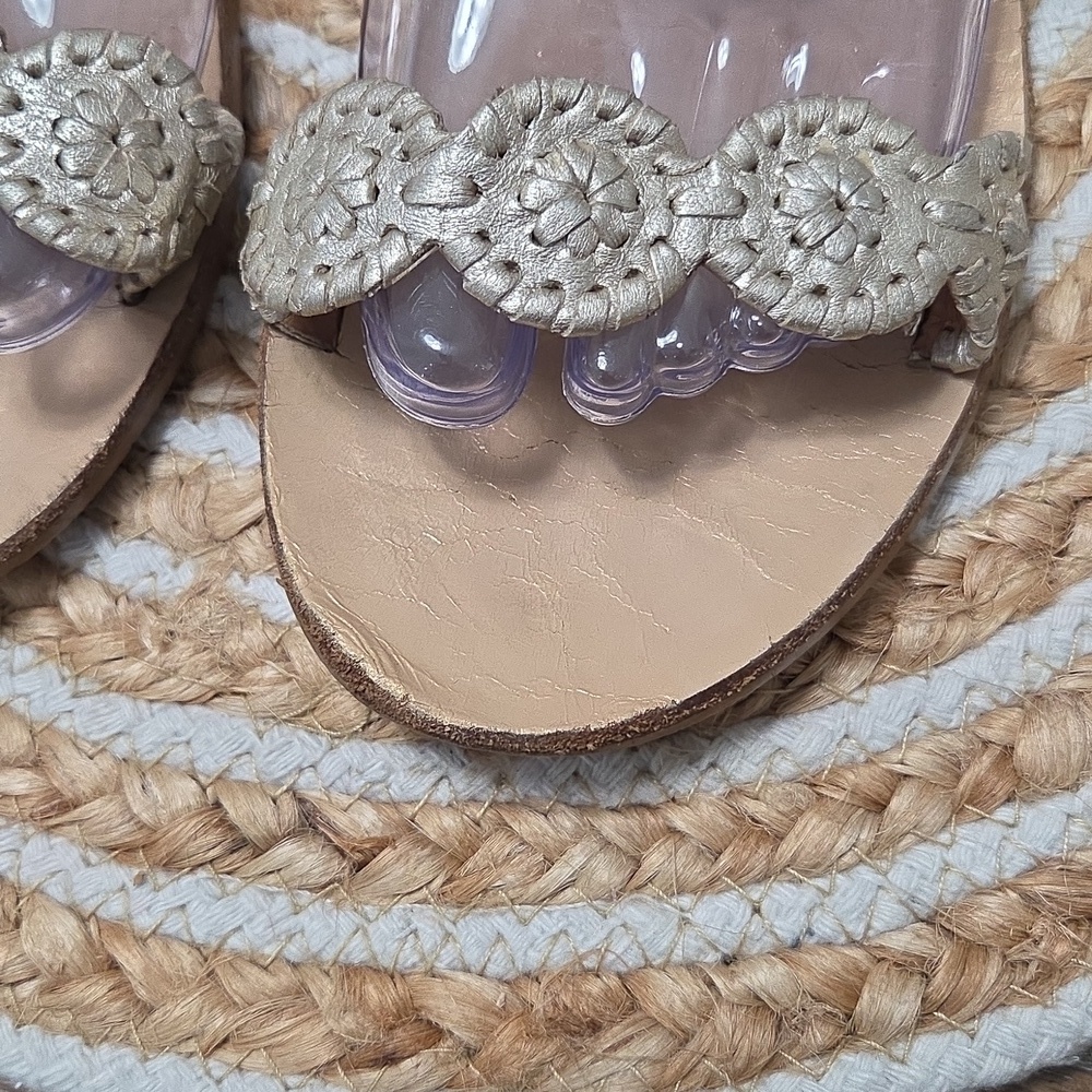 Jack Rogers Lauren II Leather Flat In Platinum, Size 8 - Picture 7 of 10